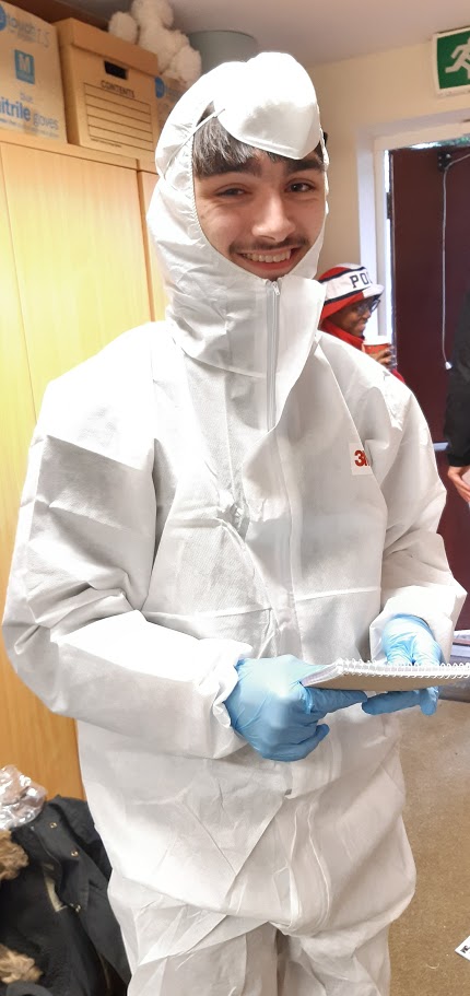 Photo of student at Staffordshire University Crime Scene house 